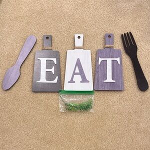 Rustic gray ‘EAT' Kitchen Wall Sign Set - Unbranded